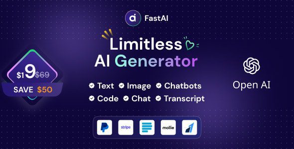 FastAi 1.5.3 – SaaS AI Content Voice Text Image Chat & Code Generator