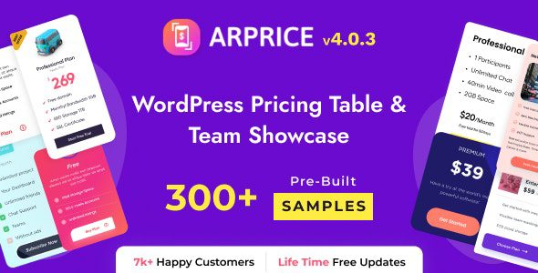 ARPrice 4.0.3 – WordPress Pricing Table Plugin