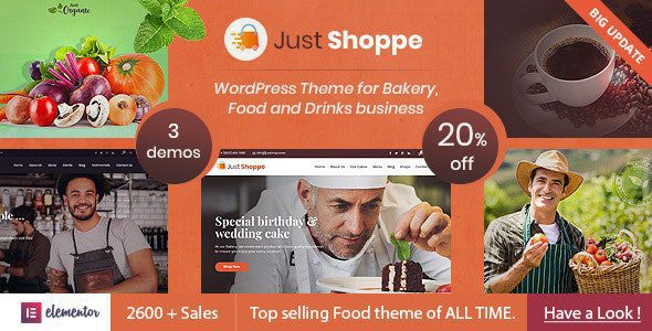Justshoppe 12.3 – Elementor Cake, Bakery & Food WordPress