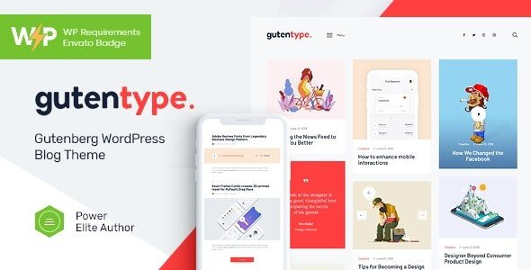 Gutentype 2.1.8 – 100% Gutenberg WordPress Theme for Modern Blog + Elementor