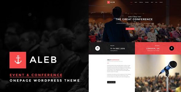 Aleb 1.4.3 – Event Landing Page WordPress Theme for Conference Marketing