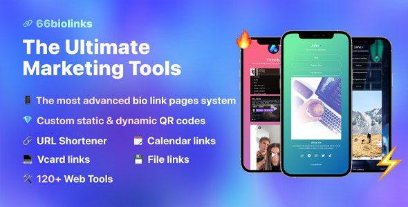 66biolinks 47.0.0 – Bio Links, URL Shortener, QR Codes & Web Tools (SAAS)