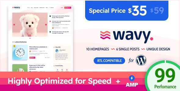 Wavy 1.5.0 – Modern & Lightweight Blog for WordPress