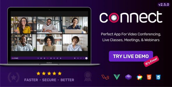 Connect 2.5.0 – Video Conference, Online Meetings, Live Class & Webinar, Whiteboard, Live Chat