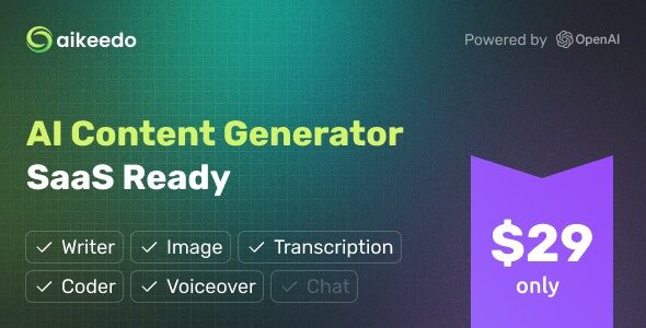 Aikeedo 2.3.0 – AI Content Generator Platform – SaaS Ready – OpenAI