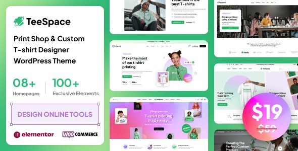 TeeSpace 1.4.8 – Print Custom T-shirt Designer WordPress Theme