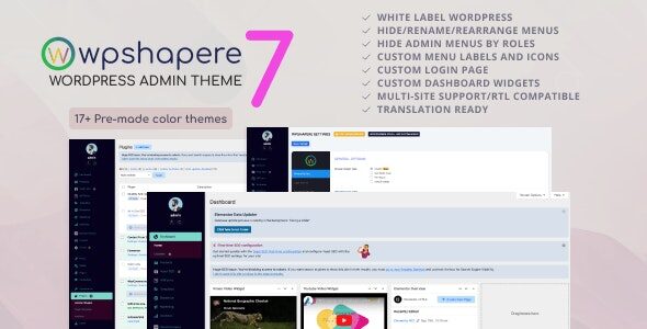 WordPress Admin Theme – WPShapere 7.0.8
